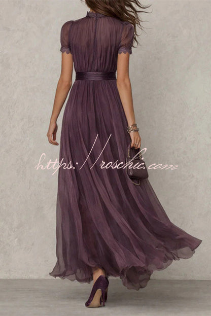 Wine Red Arabella Chiffon Maxi Dress