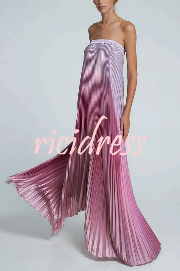 line Gown Maxi Dress Vivienne Satin Pleated Maxi Dress