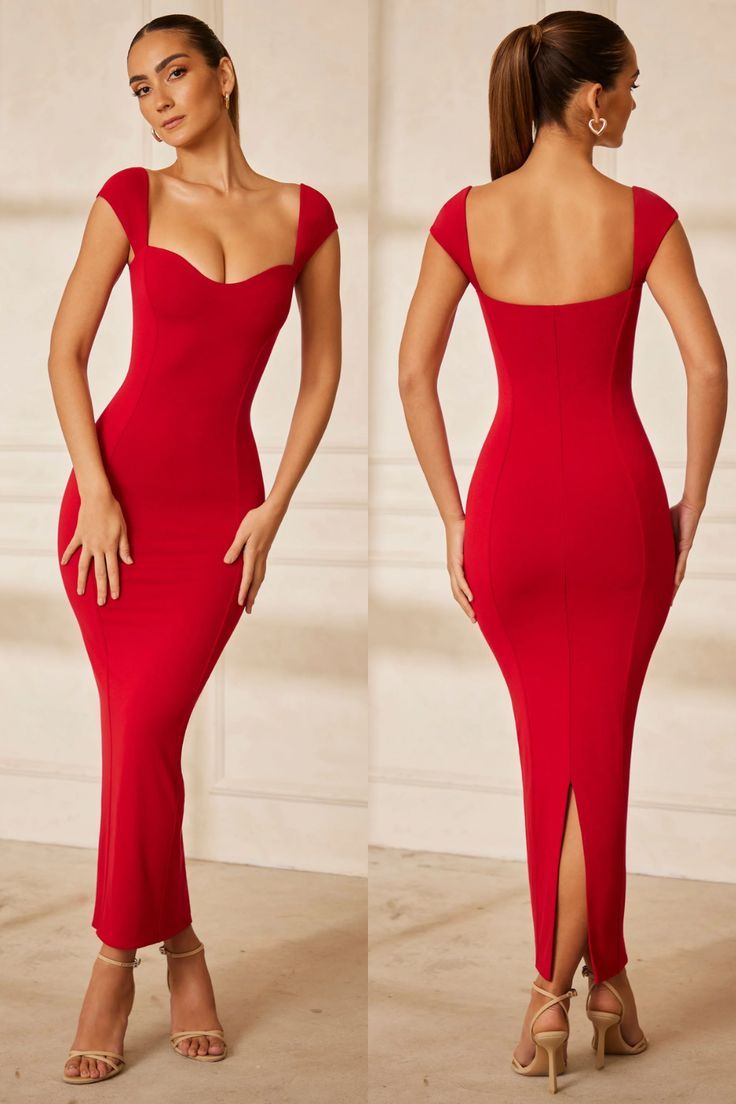 Dolcezza Sweetheart Neckline Maxi Dress in Red | Oh Polly