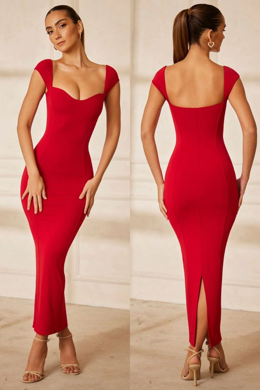 Dolcezza Sweetheart Neckline Maxi Dress in Red | Oh Polly