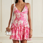 Fabienne Floral Mini Dress in Fuchsia