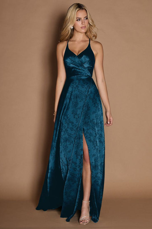 Adelin Open-Back Navy Maxi Dress