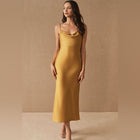 Cali Satin Midi Dress in Gold