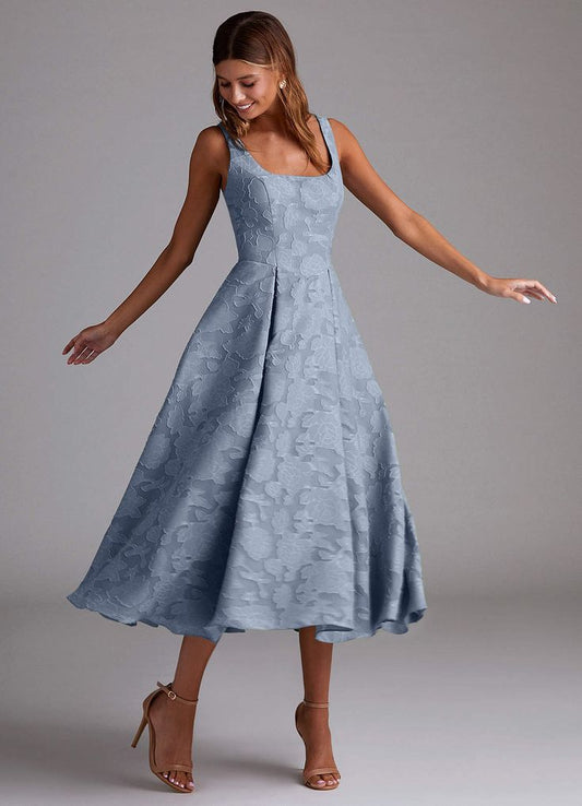 Adelie Powder Blue A-Line Midi Dress