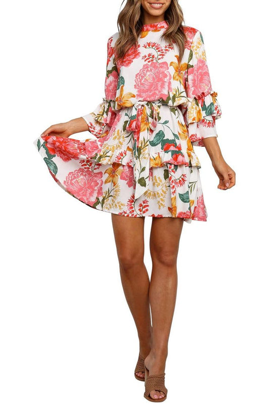 Peta Floral Tiered Midi Dress