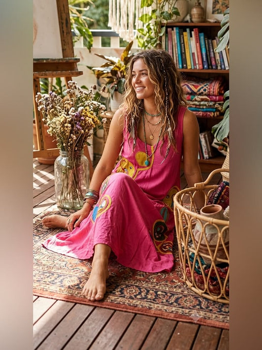 Billee Embroidered Boho Maxi Dress