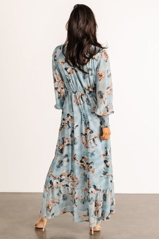 Luciana Maxi Dress | Cyan Blue Floral - XS