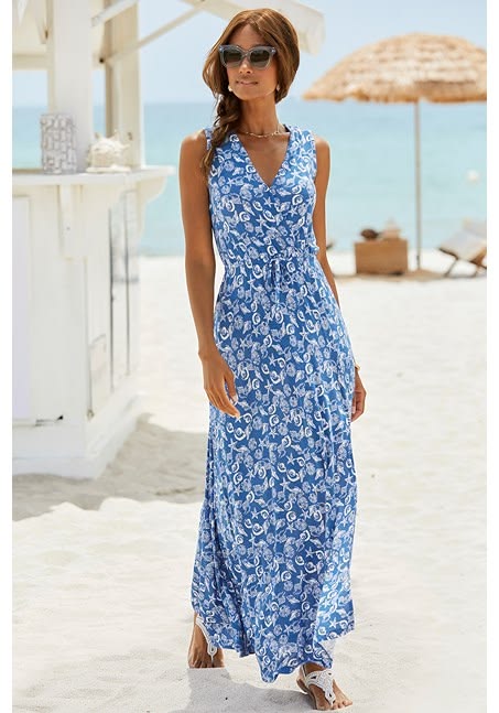 Celeste Printed Linen Maxi Dress