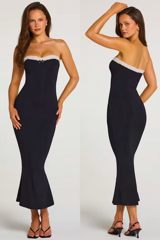Margot Modal Midaxi Dress with Lace Trim