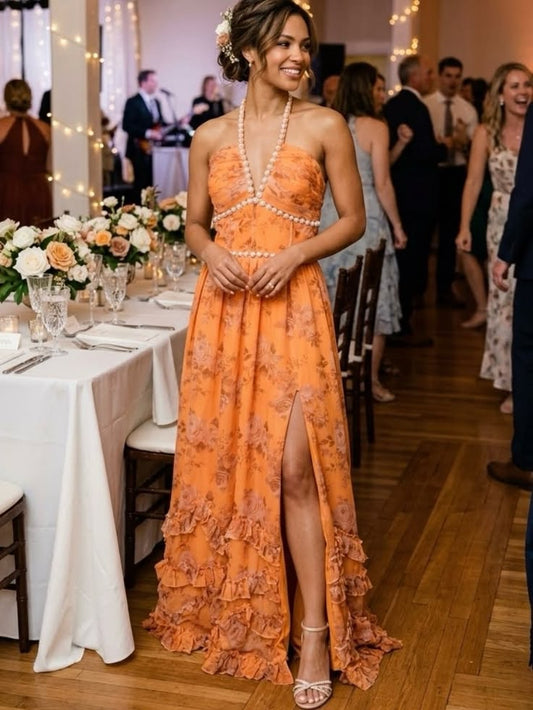 Valentina Floral Halter Maxi Dress