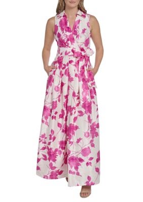 Dahlia Floral Tie-Waist Gown