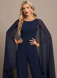 Velecia Cape Chiffon Maxi Evening Jumpsuit | JJ's House