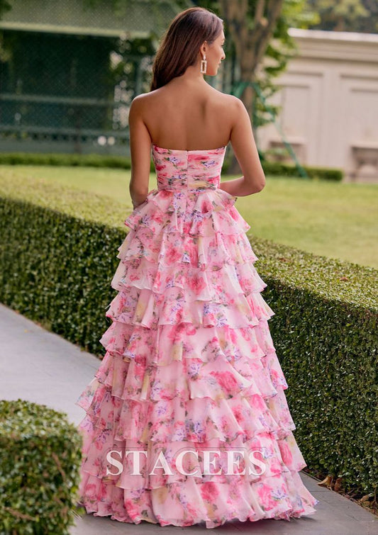 Arabella Ruched Chiffon Floral Dress