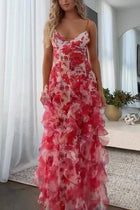 Valentina Oil Painting Floral Satin Maxi Dress