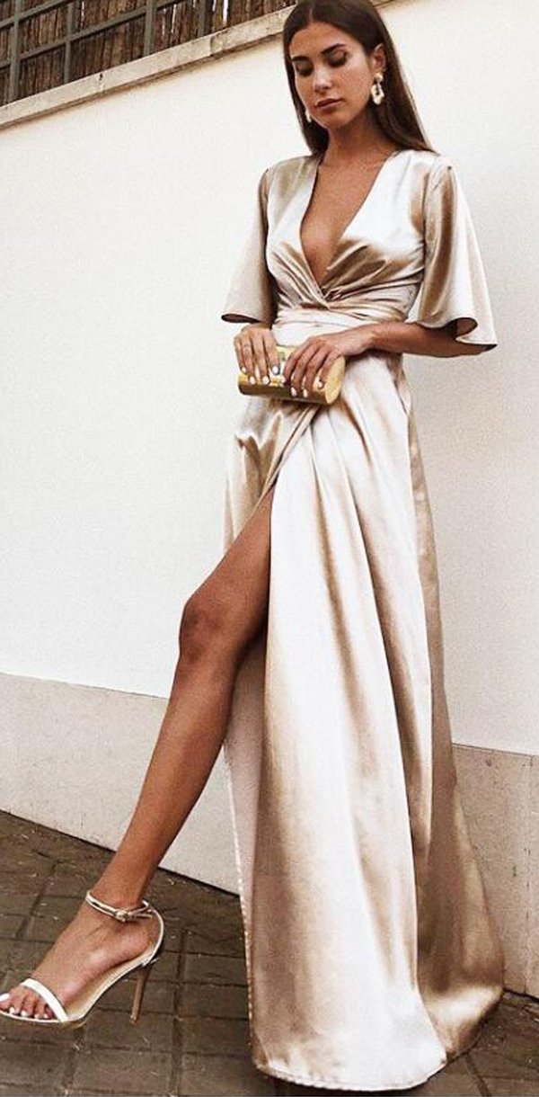 Picture Color Arabella Satin A-Line Evening Dress
