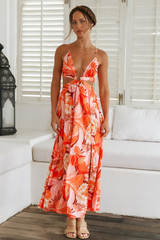 Magnolia Garden Maxi Dress in Red