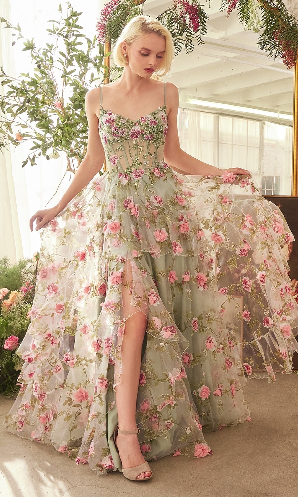 Sage Adelaide Sage Floral Long Dress