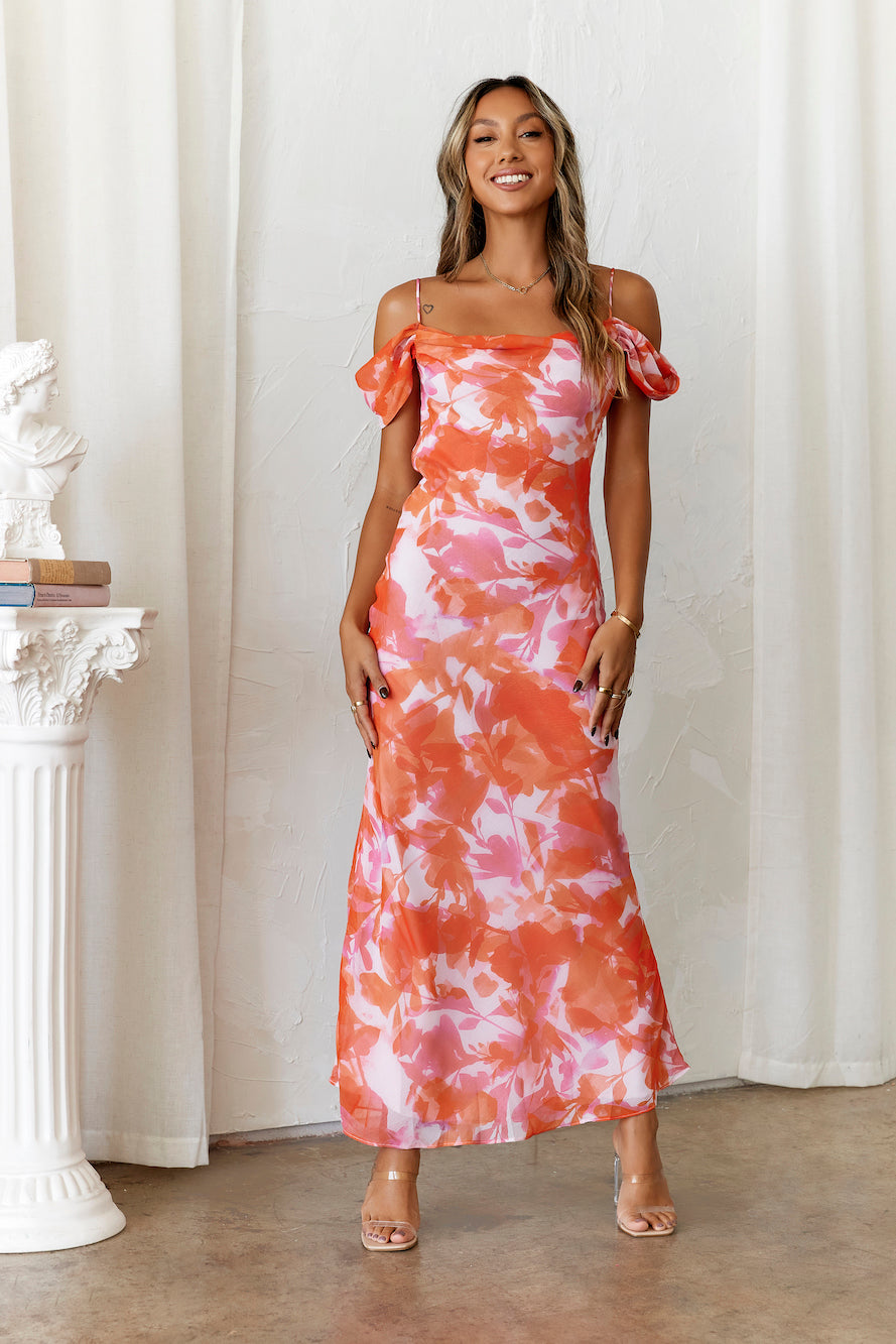 Vivienne Silk Midi Dress in Burnt Orange