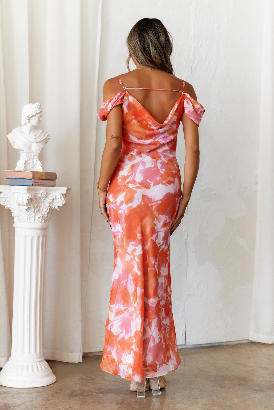 Vivienne Silk Midi Dress in Burnt Orange
