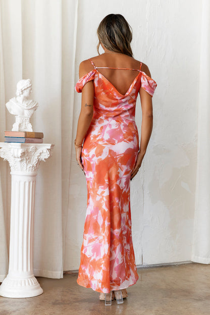Vivienne Silk Midi Dress in Burnt Orange