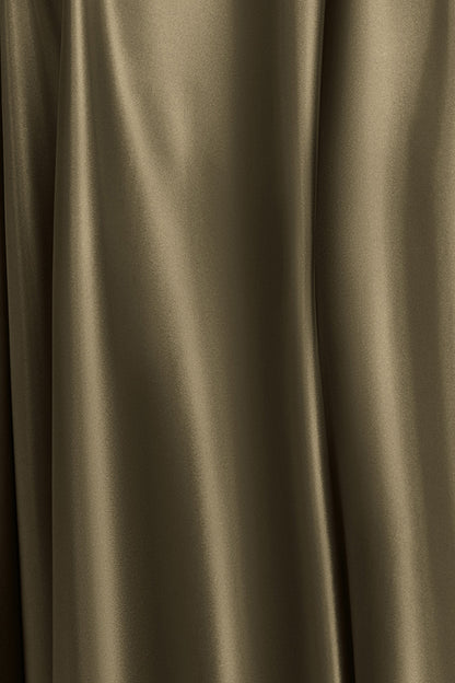 Moss Solei Satin Off-Shoulder Ruched Gown