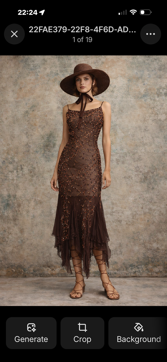 Tory Beaded Chiffon Handkerchief Dress