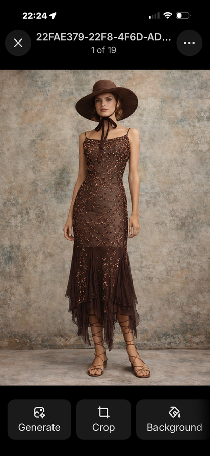 Tory Beaded Chiffon Handkerchief Dress