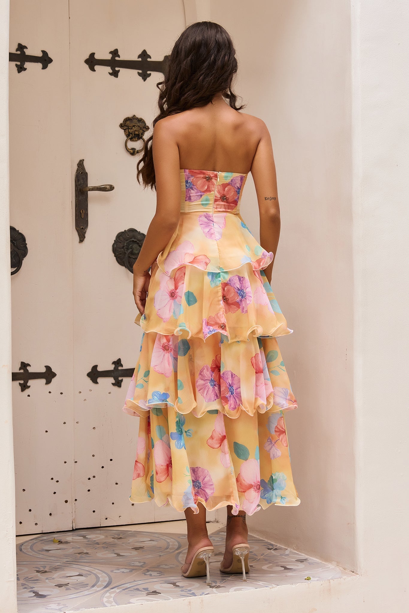 Yellow Multi Daydream Chiffon Maxi Dress