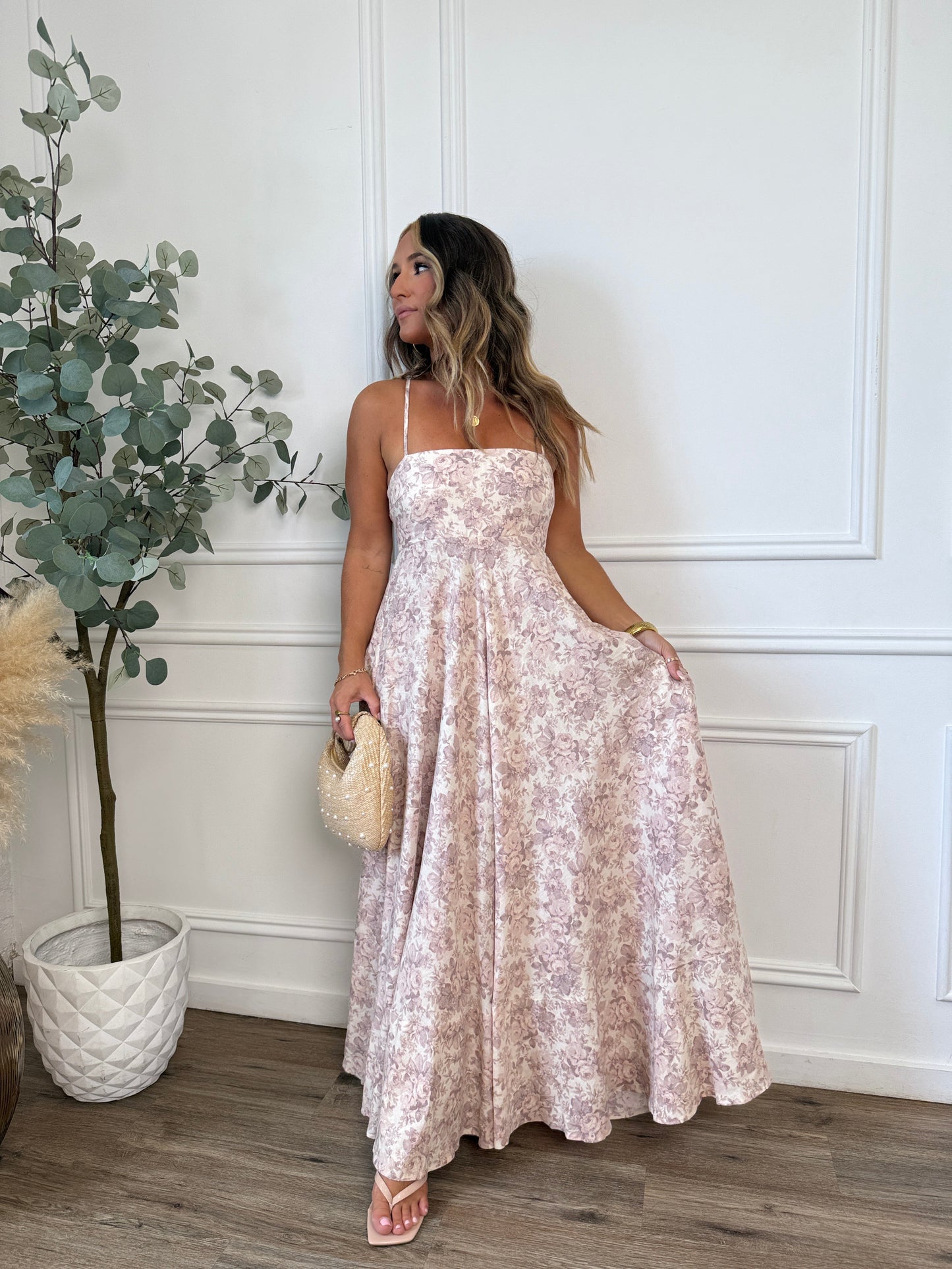 Bloom Floral Maxi Dress in Light Blush