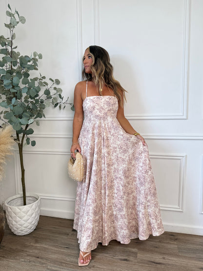 Bloom Floral Maxi Dress in Light Blush