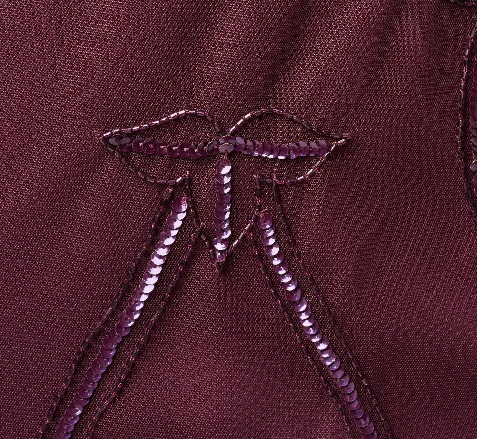 Night Plum Violet Beaded Illusion Sheath Dress