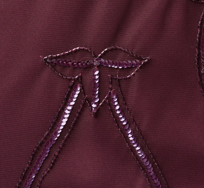 Night Plum Violet Beaded Illusion Sheath Dress