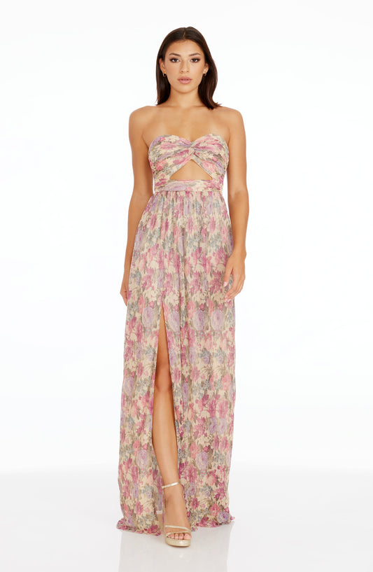 FUCHSIA MULTI Angelique Silk Gown