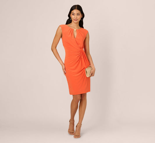 Papaya Isla Jersey Keyhole Draped Sheath Dress