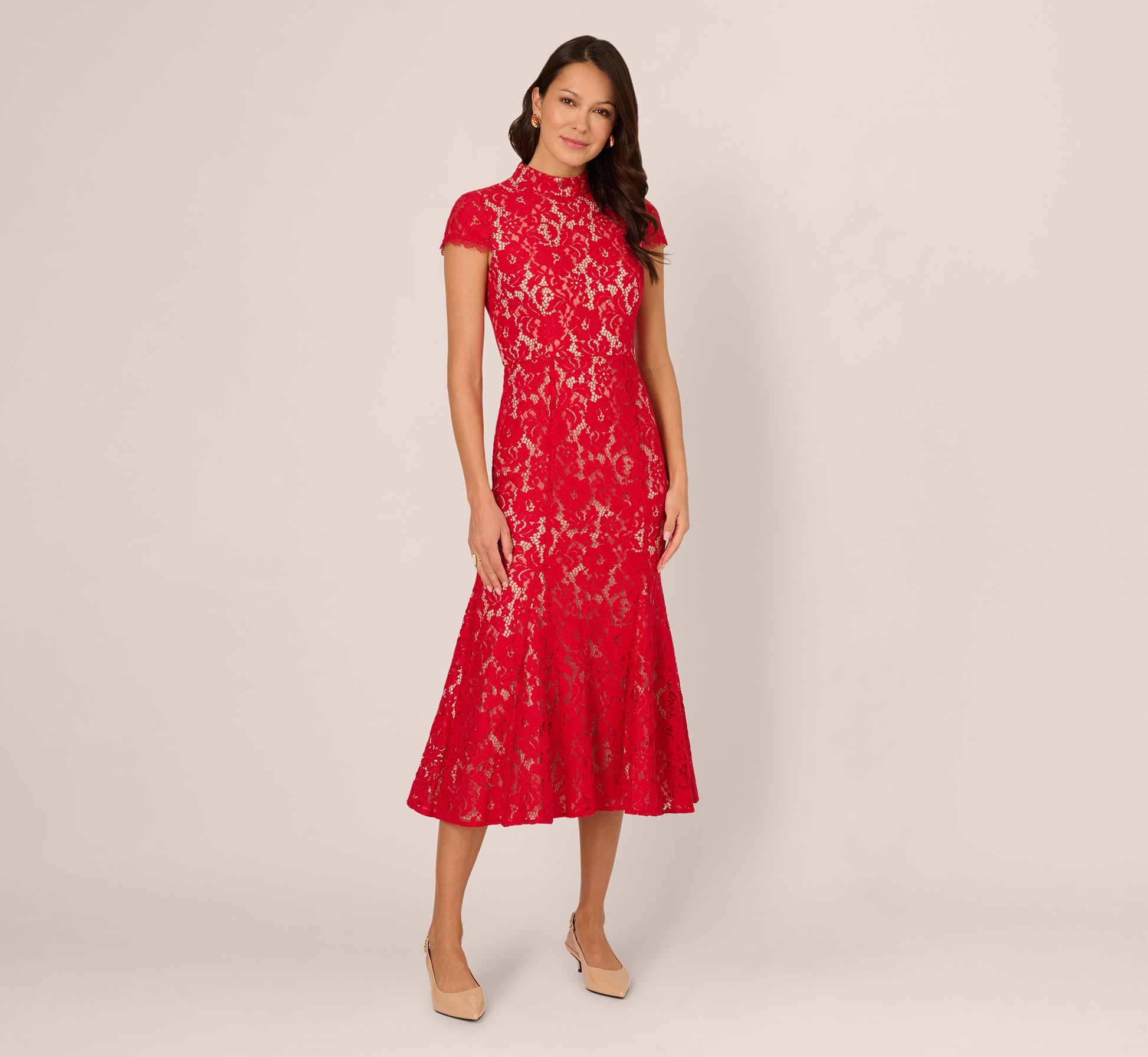 Red Nude Arabella Lace Midi Dress