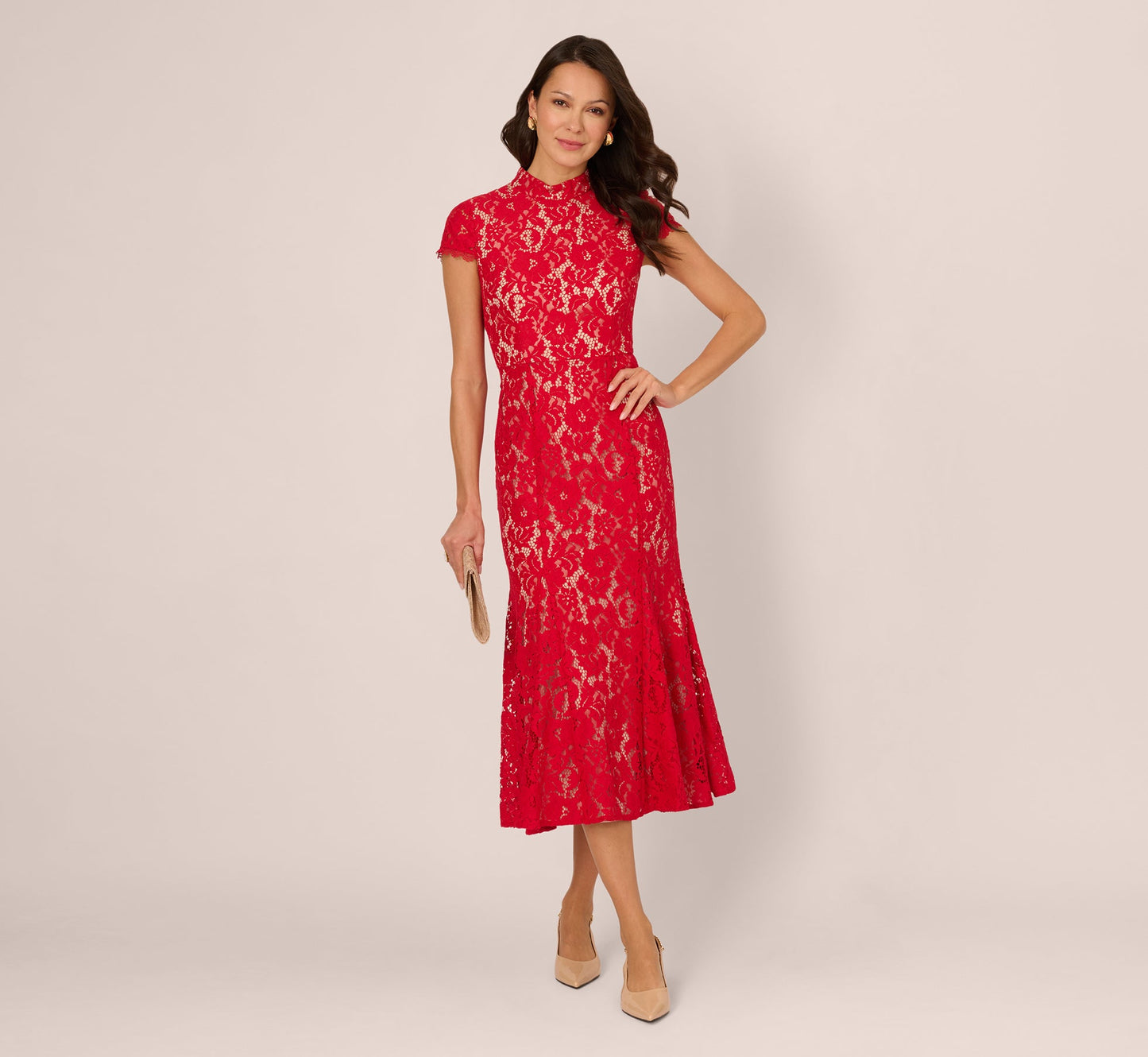 Red Nude Arabella Lace Midi Dress