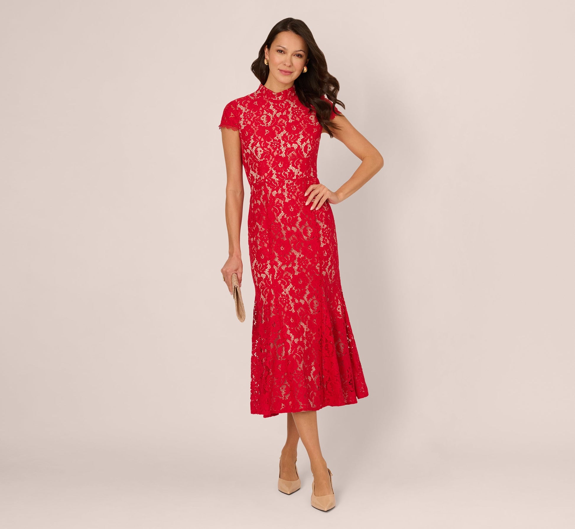 Red Nude Arabella Lace Midi Dress