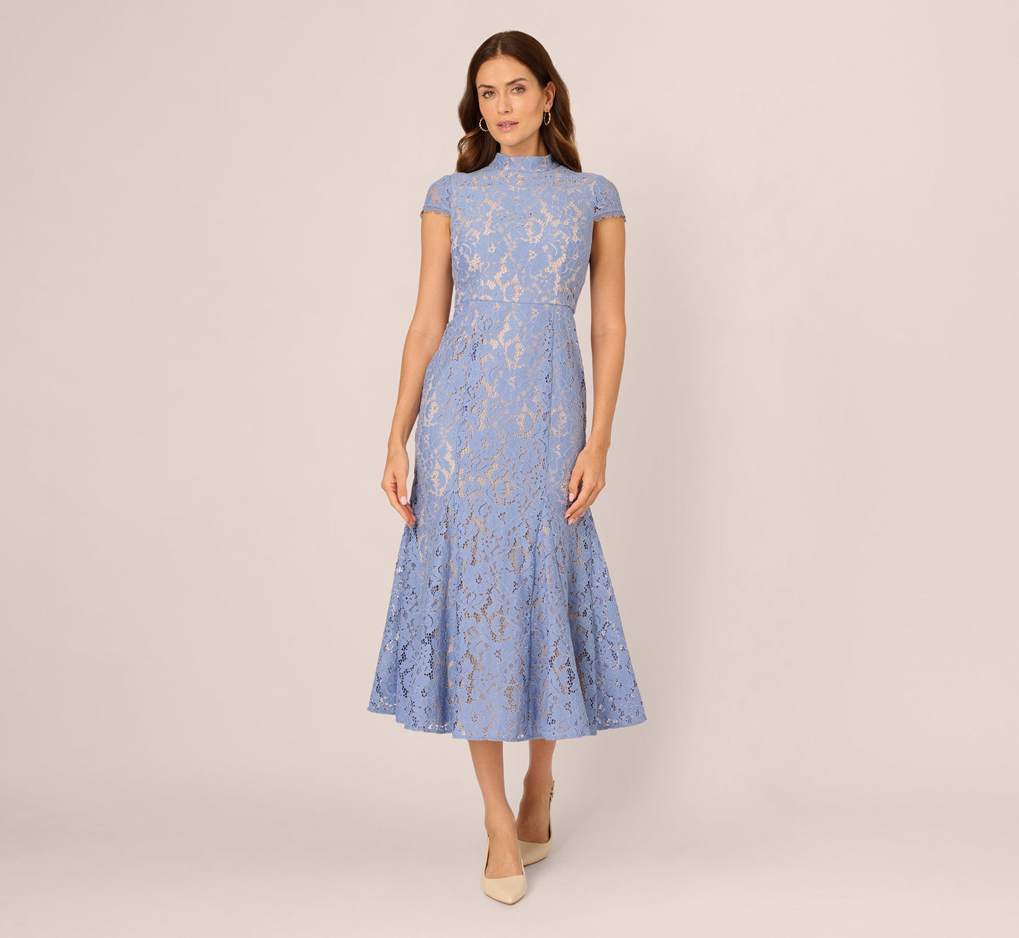 French Blue Nude Arabella Lace Midi Dress