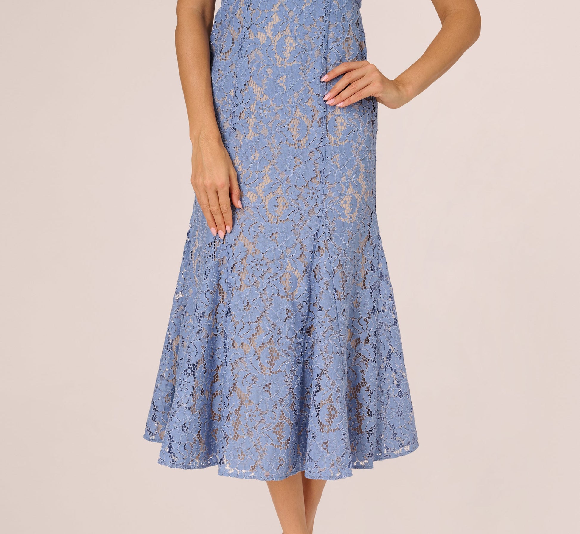 French Blue Nude Arabella Lace Midi Dress