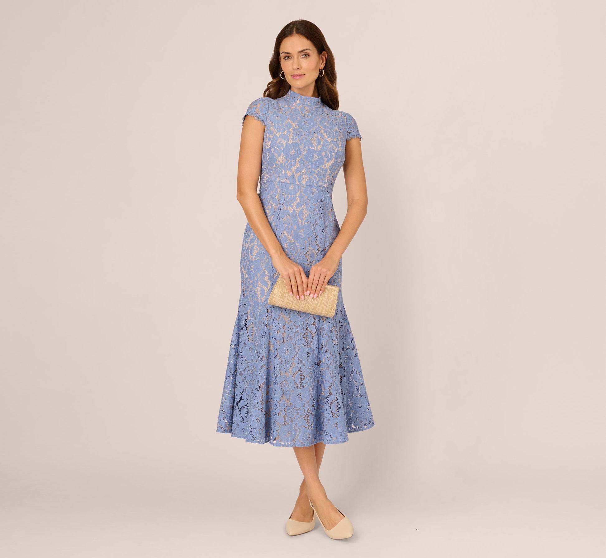 French Blue Nude Arabella Lace Midi Dress