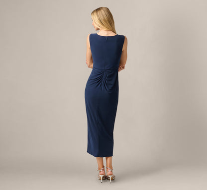 Midnight Adrianna Navy Rosette Wrap Dress