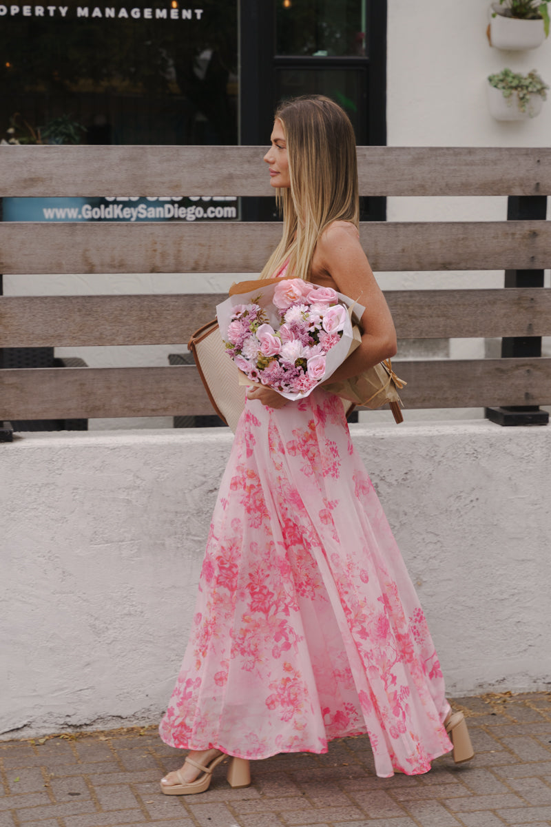 Sasha Floral Maxi Dress in Pink