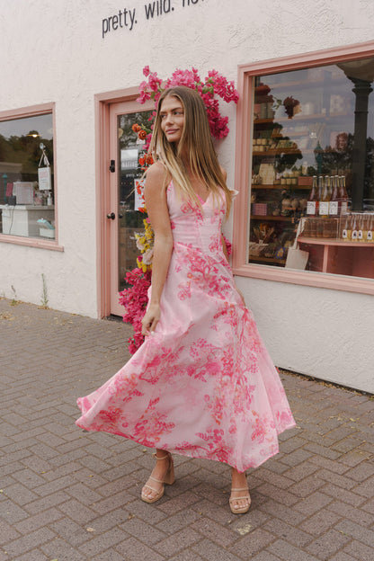 Sasha Floral Maxi Dress in Pink