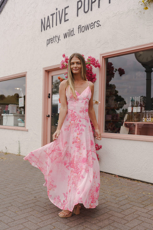 Sasha Floral Maxi Dress in Pink
