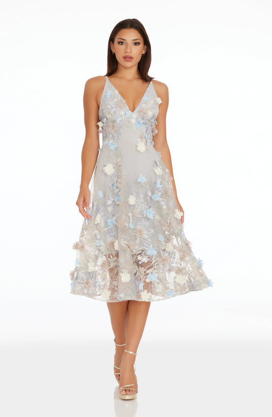 DOVE MULTI Audrey Silk Charmeuse Dress
