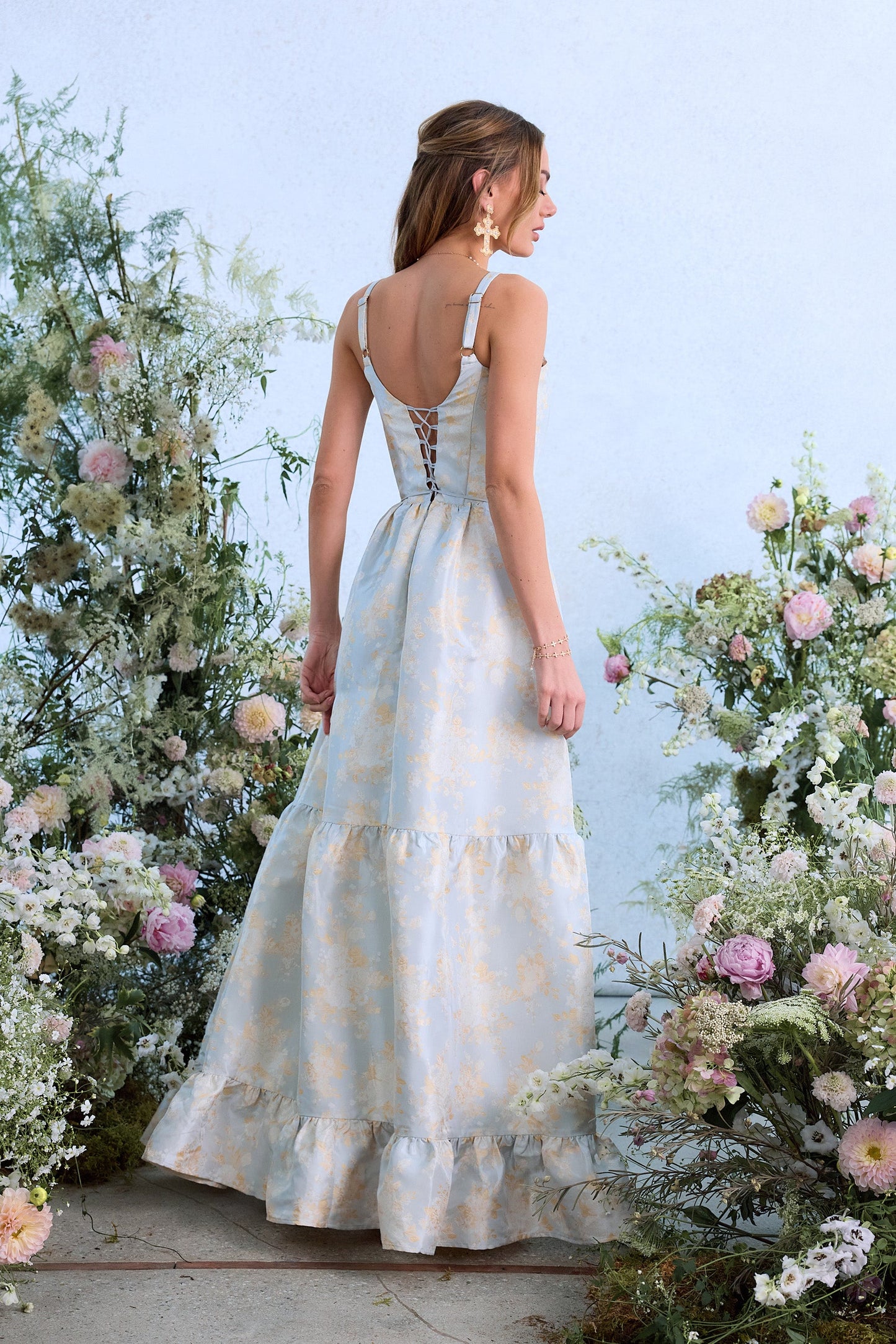 Sky Windsor Brocade Avery Brocade Midi Dress