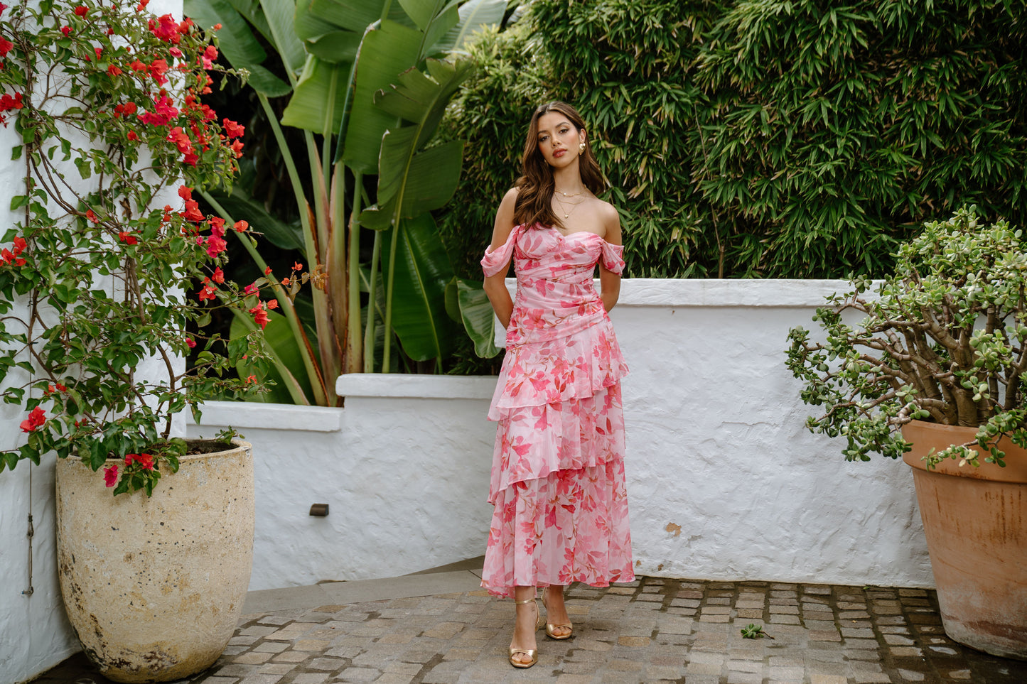 Pink Jenna Floral Maxi Dress