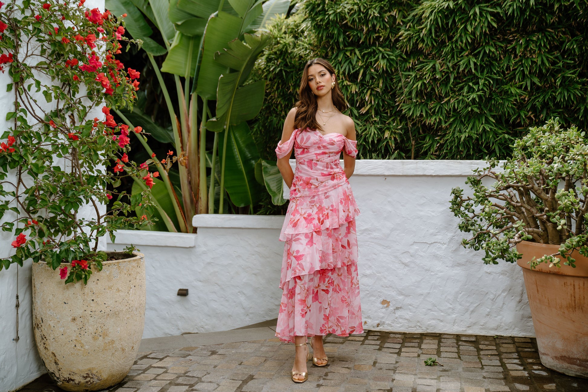 Pink Jenna Floral Maxi Dress