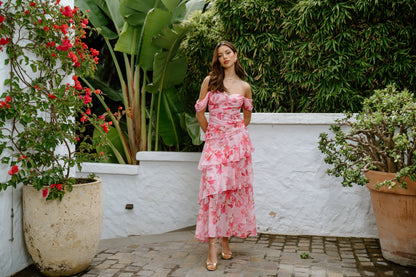Pink Jenna Floral Maxi Dress
