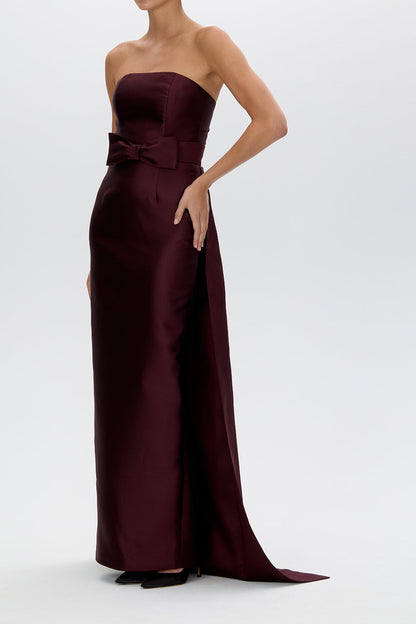 Silk and Wool Black Eliza Silk Wool Column Gown